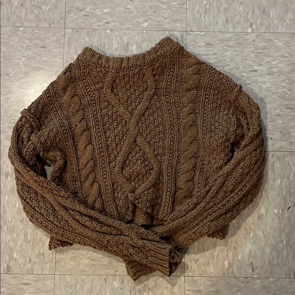 Free People Brown Cable Knit Sweater